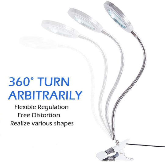 Buy Lighting LED 8X Magnifying Lamp with Metal Clamp 360&deg; Flexible Gooseneck and USB Plug Design for Tattoo, Manicure and Reading discounted | Products On Sale Australia