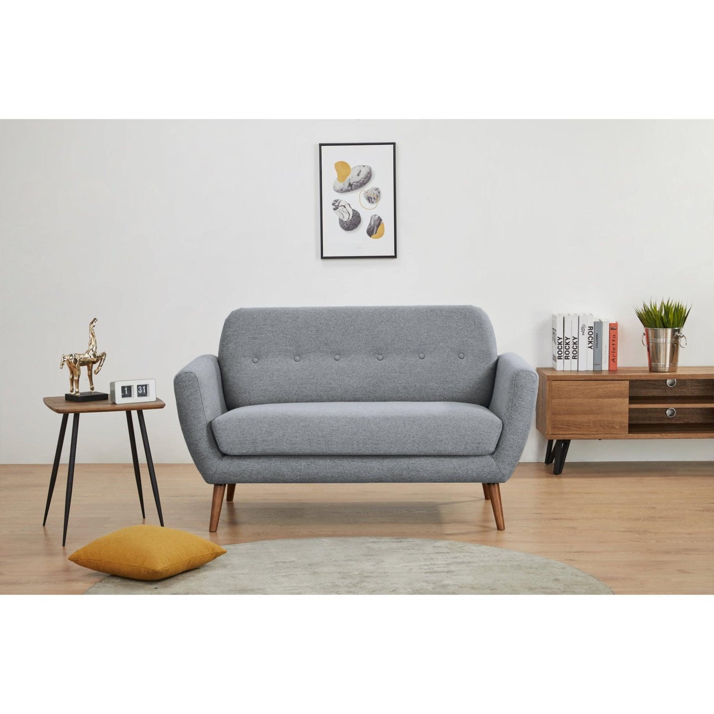 Buy Lilliana 2 Seater Sofa Fabric Uplholstered Lounge Couch - Light Grey discounted | Products On Sale Australia