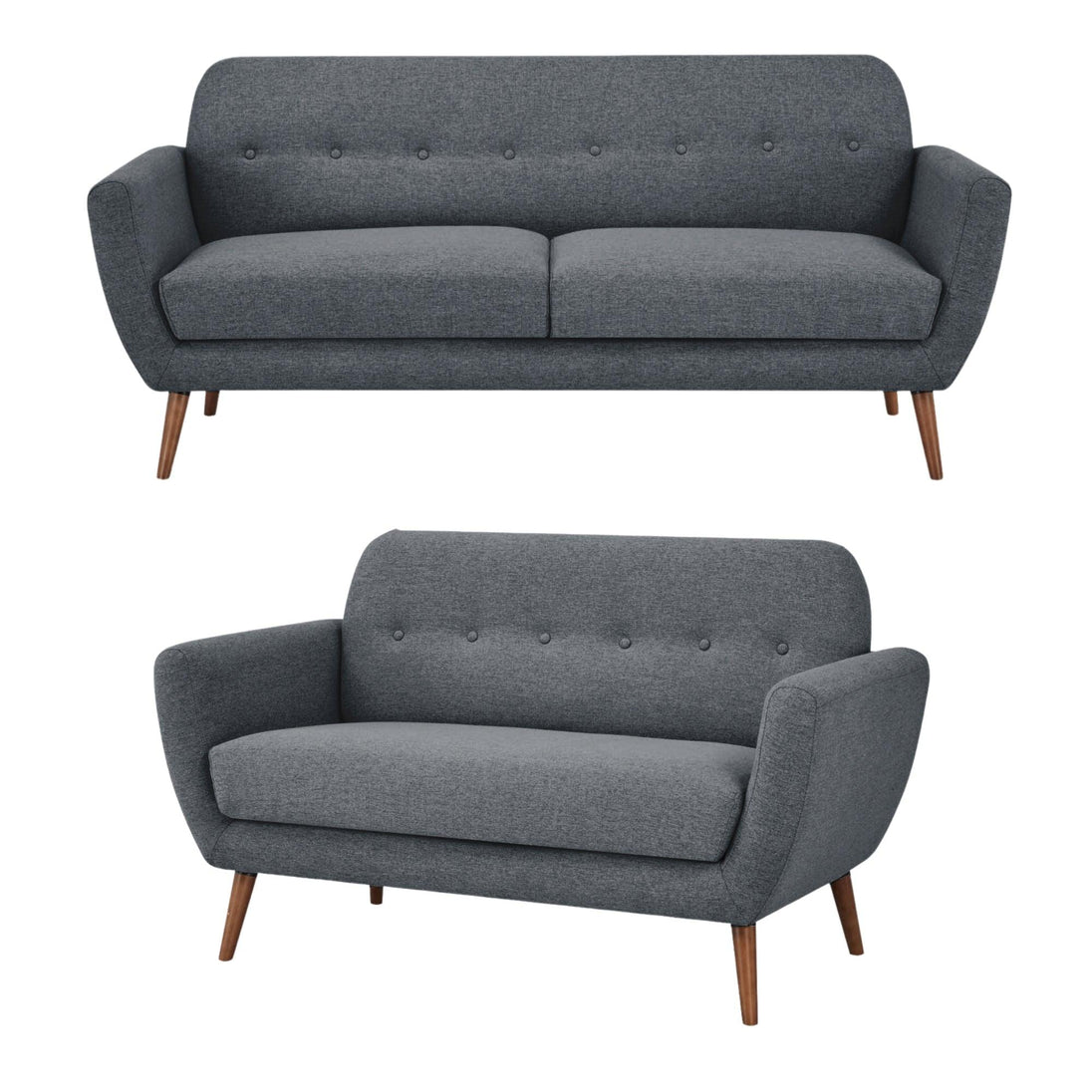 Buy Lilliana 3 + 2 Seater Sofa Fabric Uplholstered Lounge Couch - Dark Grey discounted | Products On Sale Australia