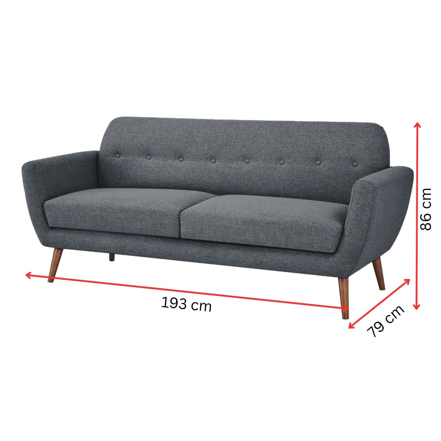 Buy Lilliana 3 + 2 Seater Sofa Fabric Uplholstered Lounge Couch - Dark Grey discounted | Products On Sale Australia