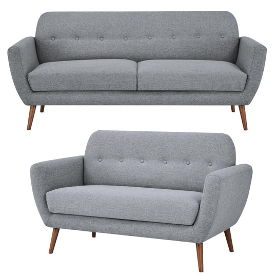 Buy Lilliana 3 + 2 Seater Sofa Fabric Uplholstered Lounge Couch - Light Grey discounted | Products On Sale Australia