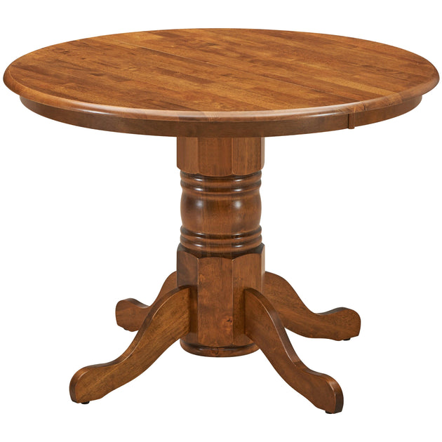 Linaria Round Dining Table 106cm Pedestral Stand Solid Rubber Wood - Walnut Products On Sale Australia | Furniture > Dining Category