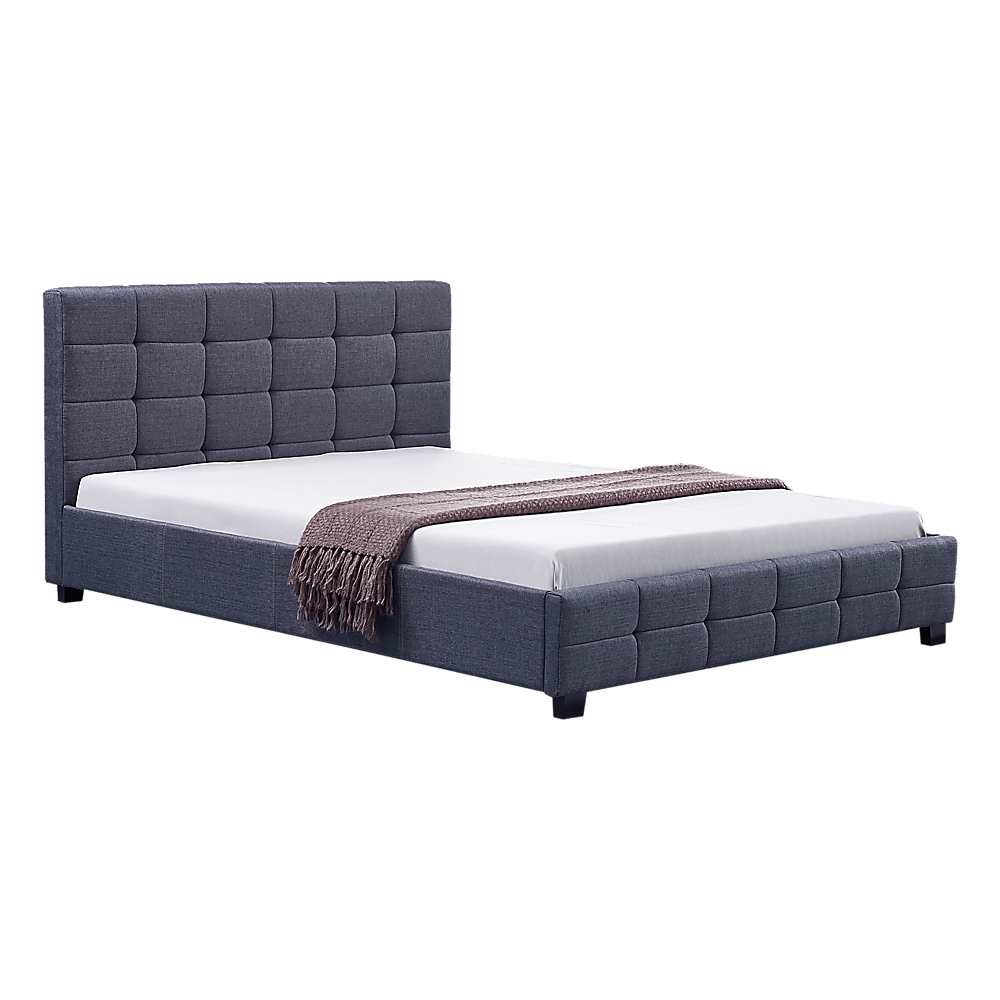 Buy Linen Fabric Double Deluxe Bed Frame Grey discounted | Products On Sale Australia