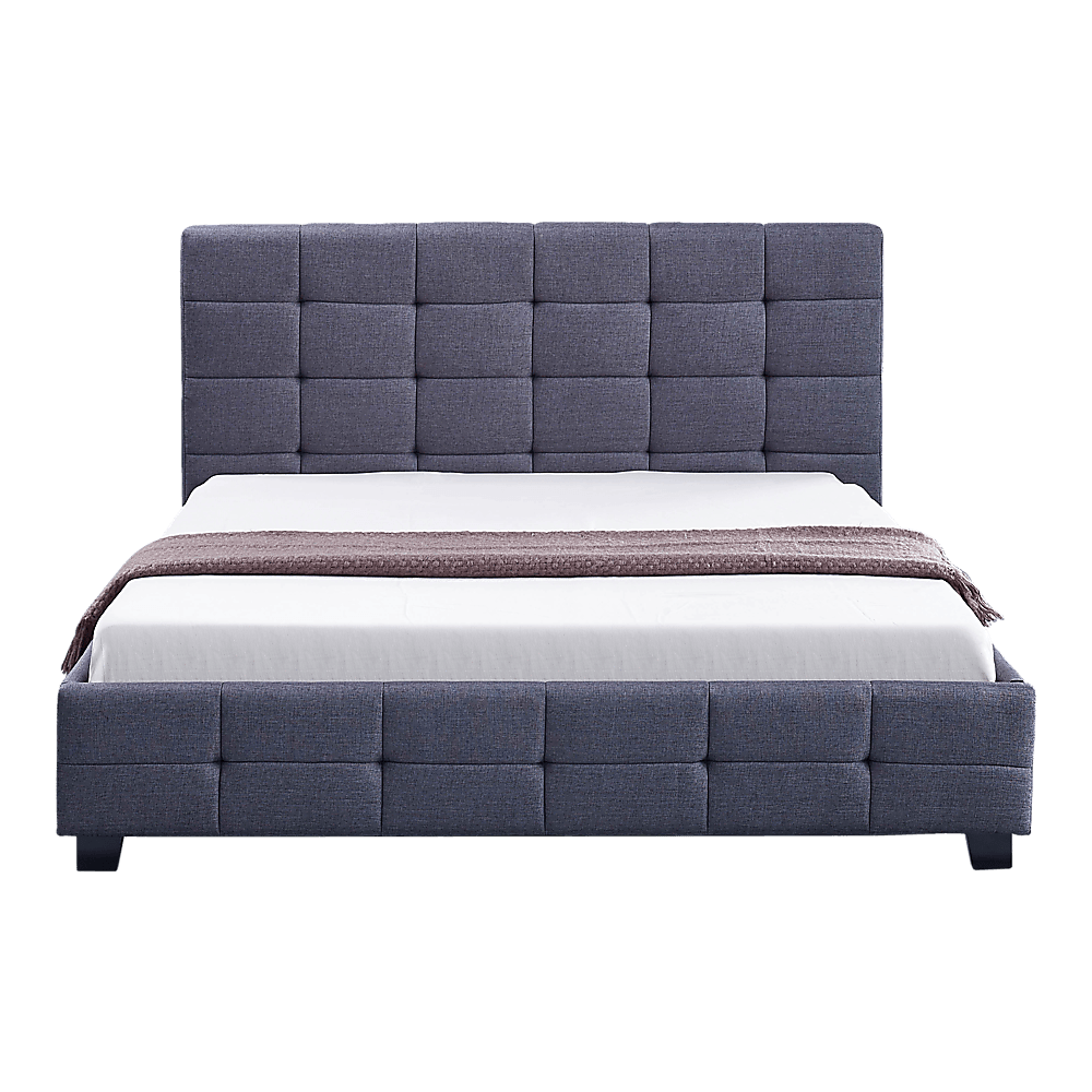 Buy Linen Fabric Double Deluxe Bed Frame Grey discounted | Products On Sale Australia