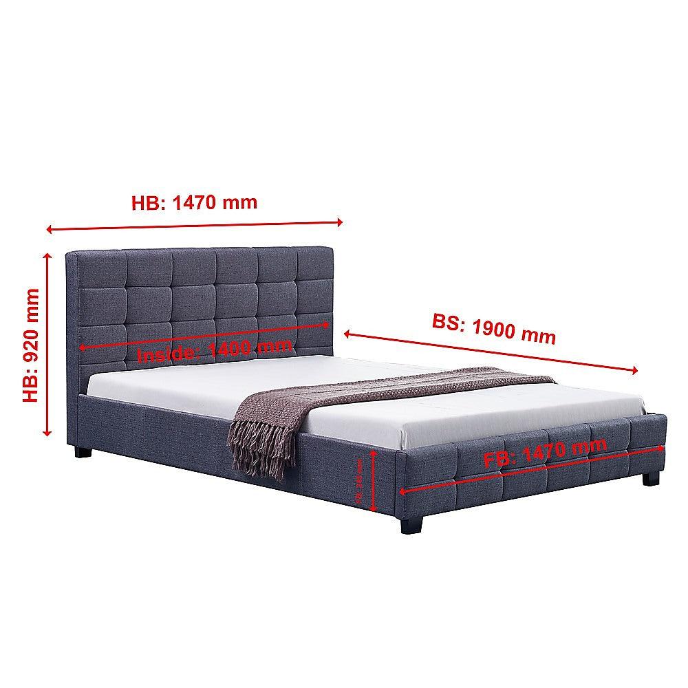 Buy Linen Fabric Double Deluxe Bed Frame Grey discounted | Products On Sale Australia