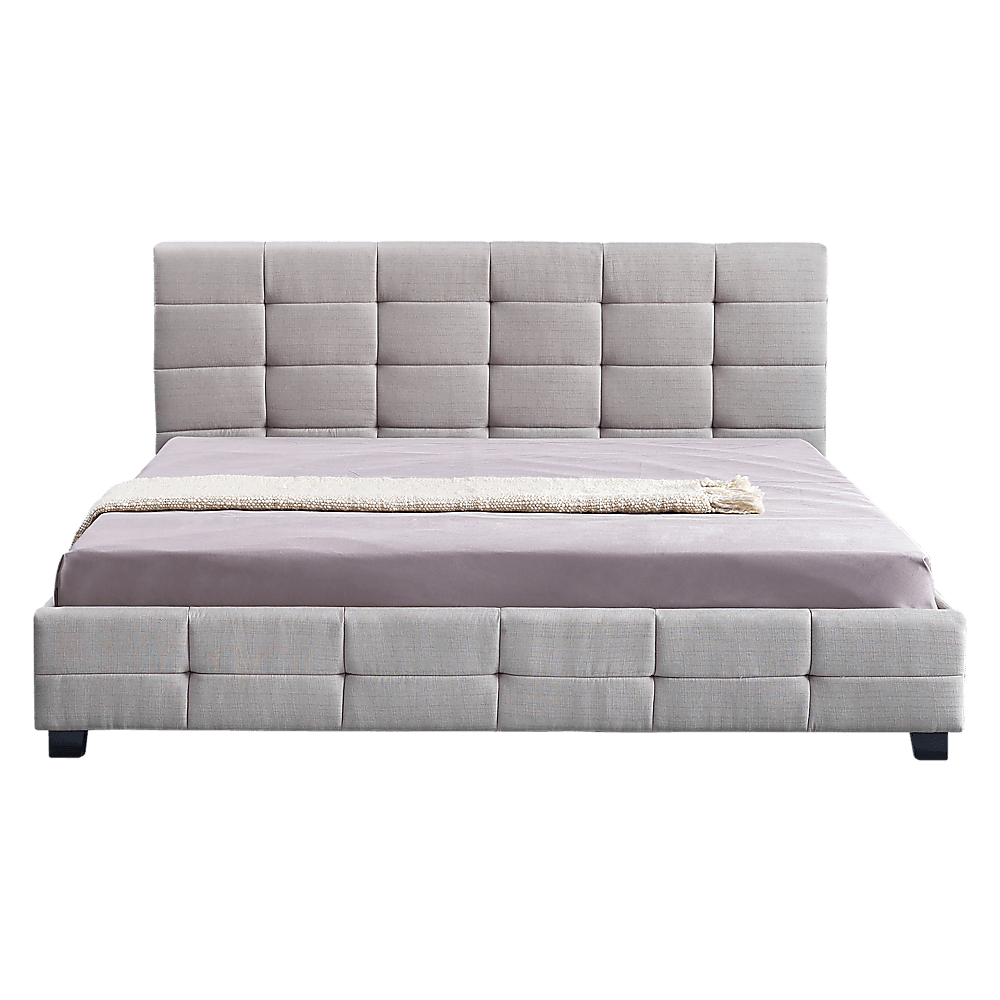 Buy Linen Fabric King Deluxe Bed Frame Beige discounted | Products On Sale Australia