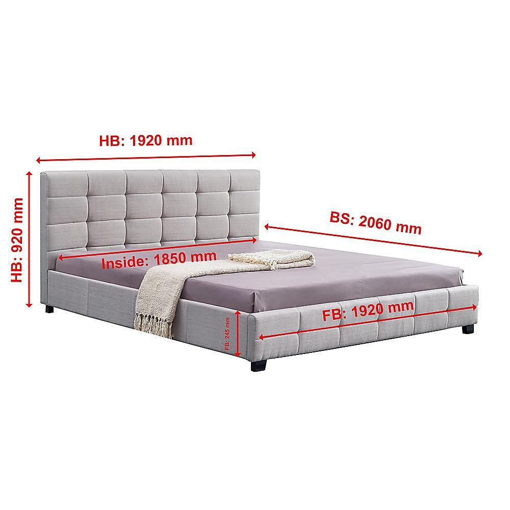 Buy Linen Fabric King Deluxe Bed Frame Beige discounted | Products On Sale Australia