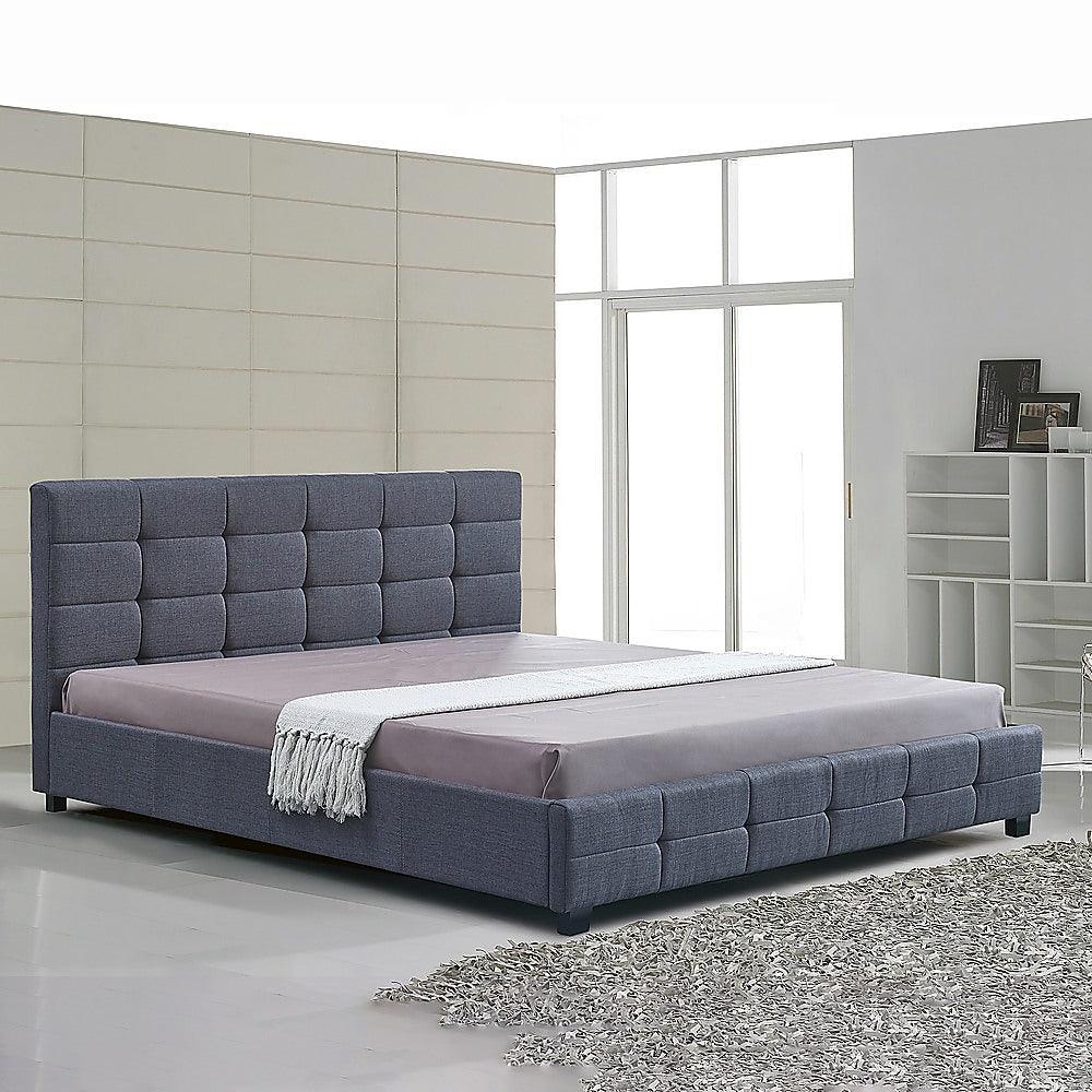 Buy Linen Fabric King Deluxe Bed Frame Grey discounted | Products On Sale Australia