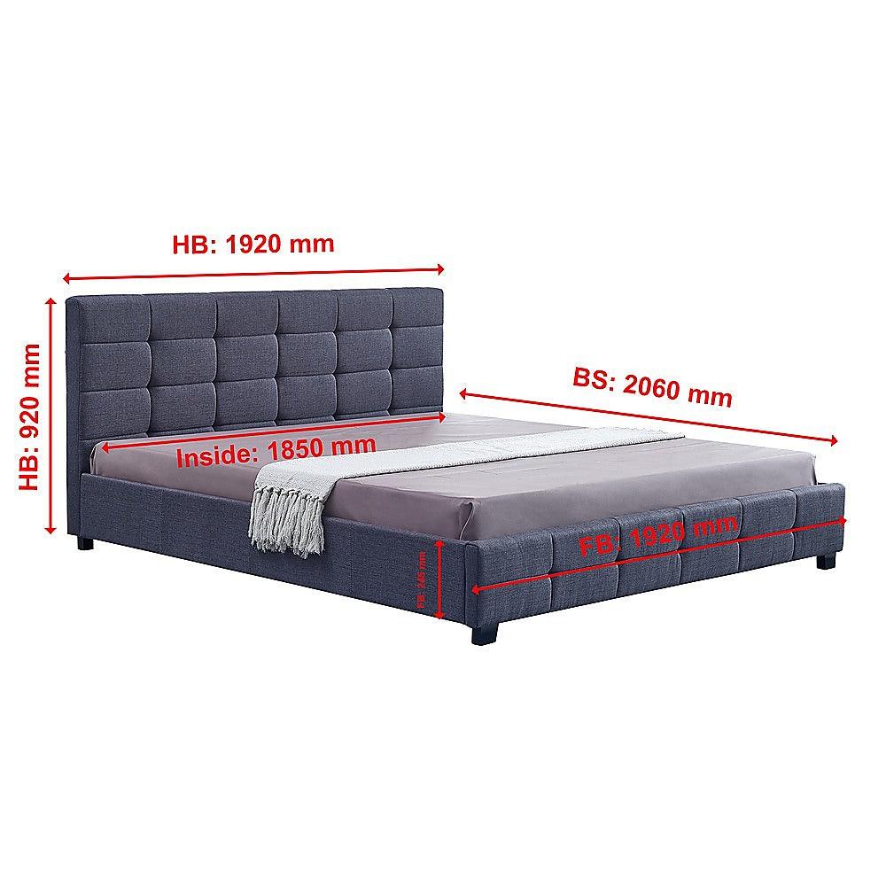 Buy Linen Fabric King Deluxe Bed Frame Grey discounted | Products On Sale Australia