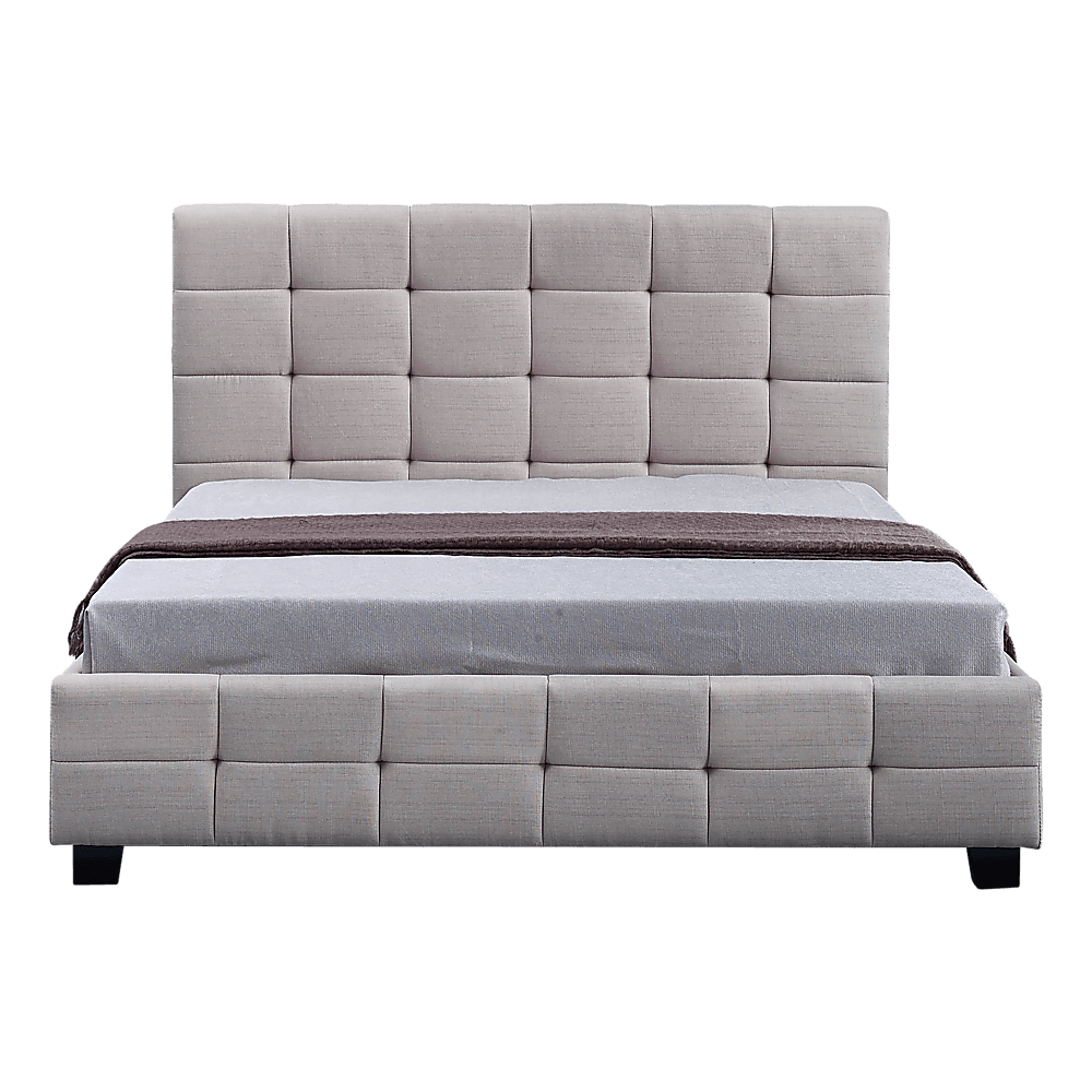 Buy Linen Fabric Queen Deluxe Bed Frame Beige discounted | Products On Sale Australia