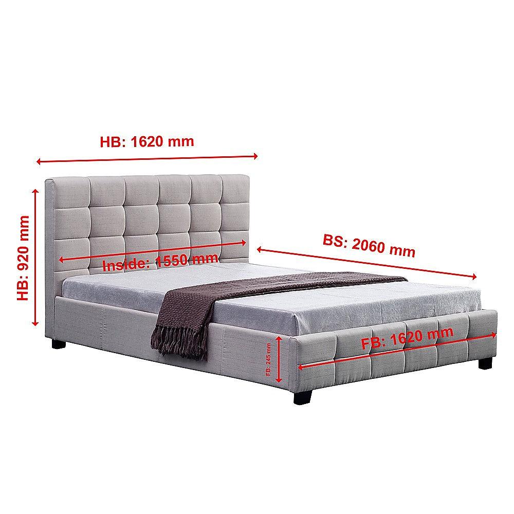 Buy Linen Fabric Queen Deluxe Bed Frame Beige discounted | Products On Sale Australia