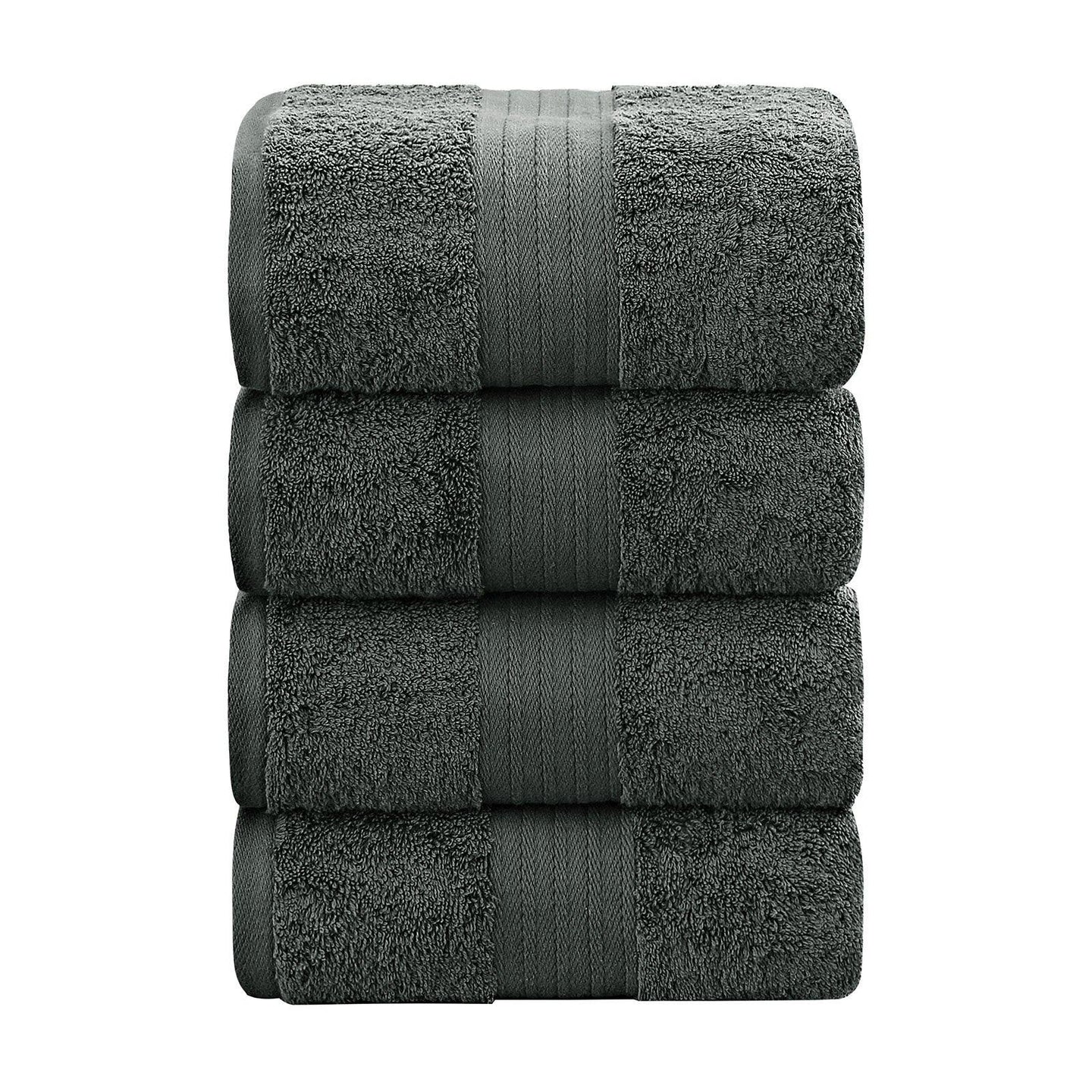 Buy Linenland 4 Piece Cotton Bath Towels Set - Charcoal discounted | Products On Sale Australia