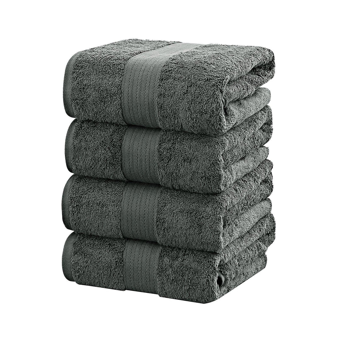 Buy Linenland 4 Piece Cotton Bath Towels Set - Charcoal discounted | Products On Sale Australia