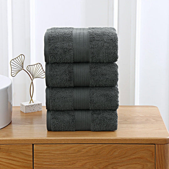 Buy Linenland 4 Piece Cotton Bath Towels Set - Charcoal discounted | Products On Sale Australia