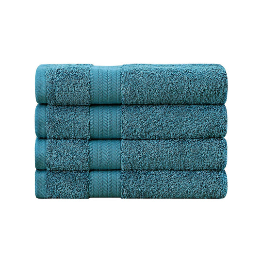 Buy Linenland Bath Towel 4 Piece Cotton Hand Towels Set - Blue discounted | Products On Sale Australia