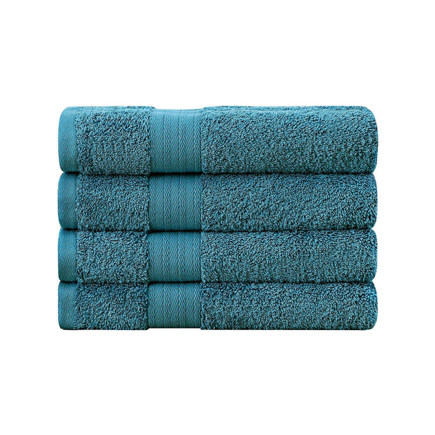 Buy Linenland Bath Towel 4 Piece Cotton Hand Towels Set - Blue discounted | Products On Sale Australia