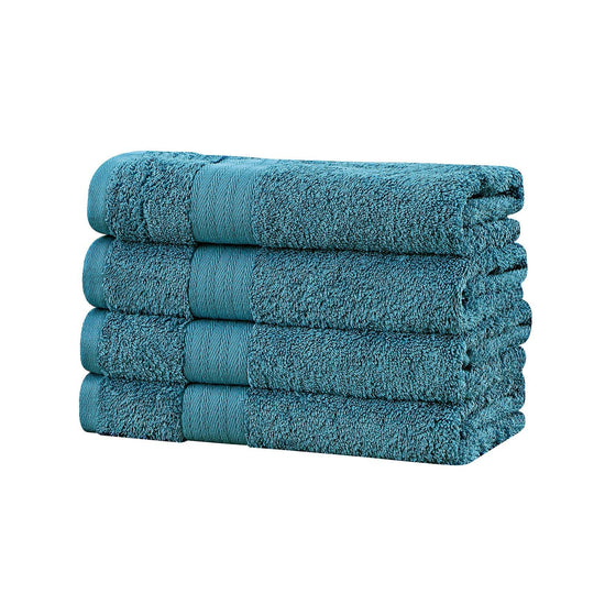 Buy Linenland Bath Towel 4 Piece Cotton Hand Towels Set - Blue discounted | Products On Sale Australia