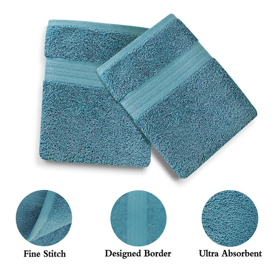 Buy Linenland Bath Towel 4 Piece Cotton Hand Towels Set - Blue discounted | Products On Sale Australia