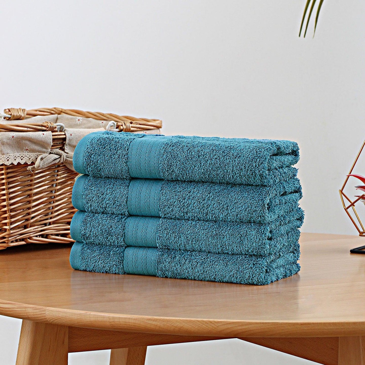 Buy Linenland Bath Towel 4 Piece Cotton Hand Towels Set - Blue discounted | Products On Sale Australia