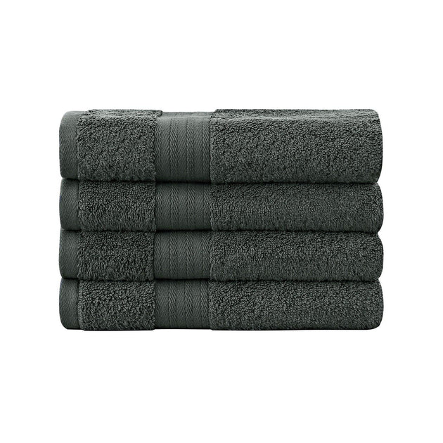 Buy Linenland Bath Towel 4 Piece Cotton Hand Towels Set - Charcoal discounted | Products On Sale Australia