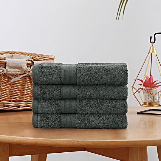 Buy Linenland Bath Towel 4 Piece Cotton Hand Towels Set - Charcoal discounted | Products On Sale Australia