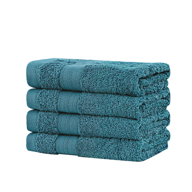 Buy Linenland Bath Towel Set - 4 Piece Cotton Washcloths - Blue discounted | Products On Sale Australia