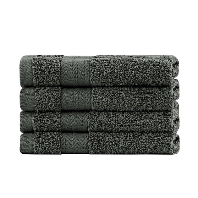 Buy Linenland Bath Towel Set - 4 Piece Cotton Washcloths - Charcoal discounted | Products On Sale Australia