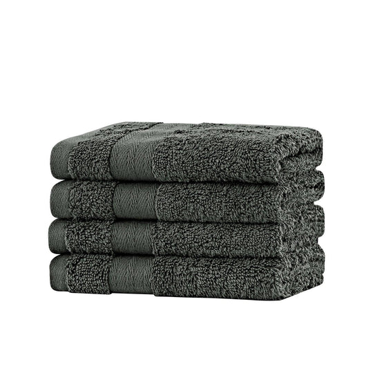 Buy Linenland Bath Towel Set - 4 Piece Cotton Washcloths - Charcoal discounted | Products On Sale Australia