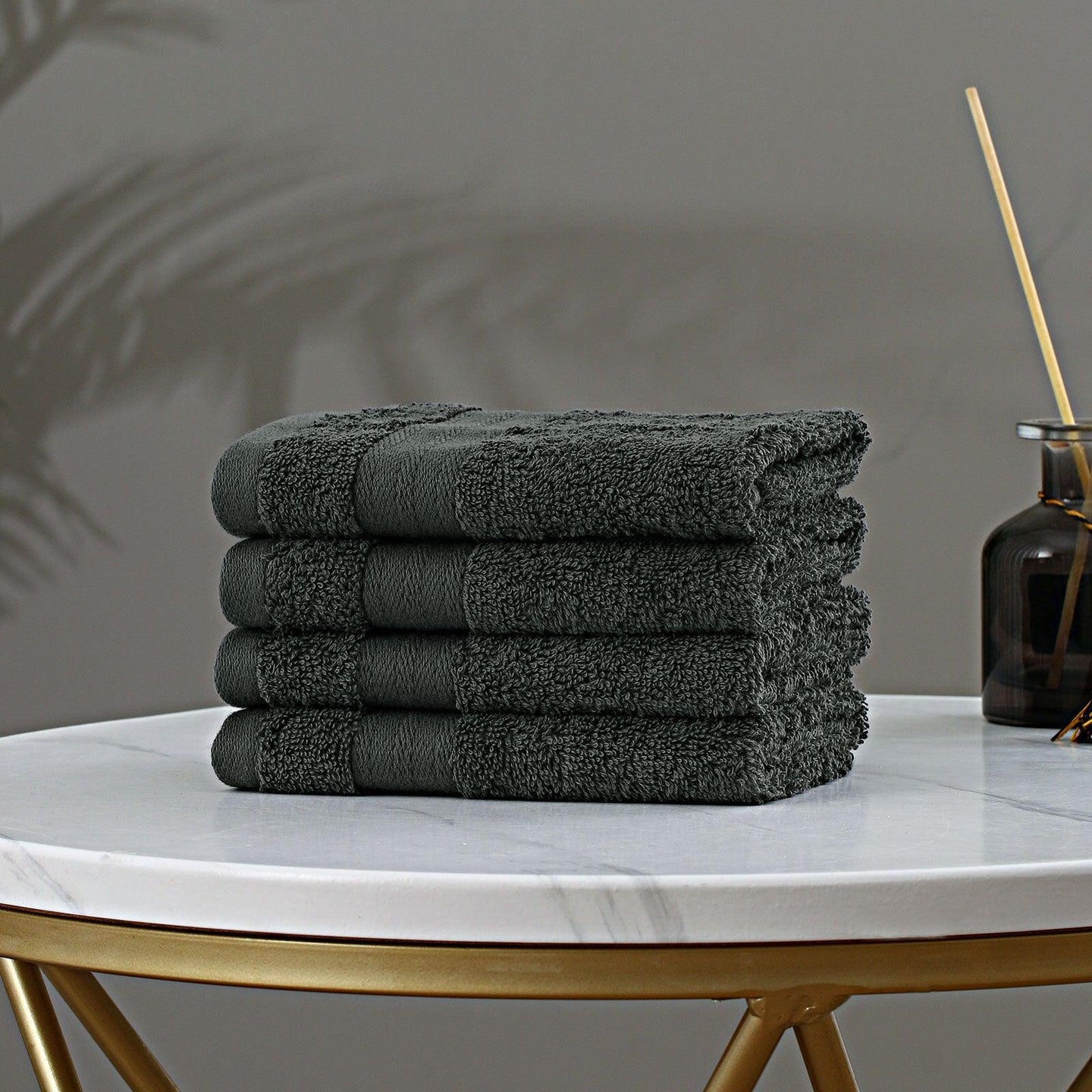 Buy Linenland Bath Towel Set - 4 Piece Cotton Washcloths - Charcoal discounted | Products On Sale Australia