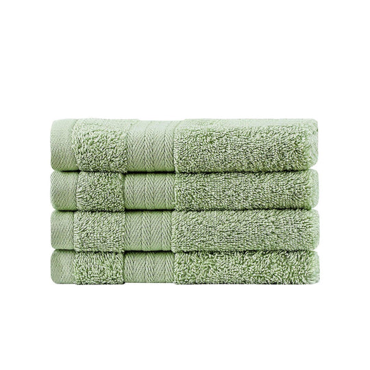 Buy Linenland Bath Towel Set - 4 Piece Cotton Washcloths - Sage Green discounted | Products On Sale Australia