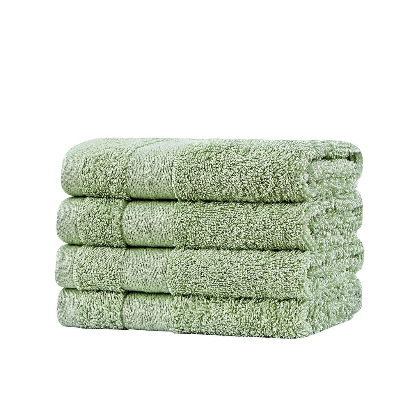 Buy Linenland Bath Towel Set - 4 Piece Cotton Washcloths - Sage Green discounted | Products On Sale Australia