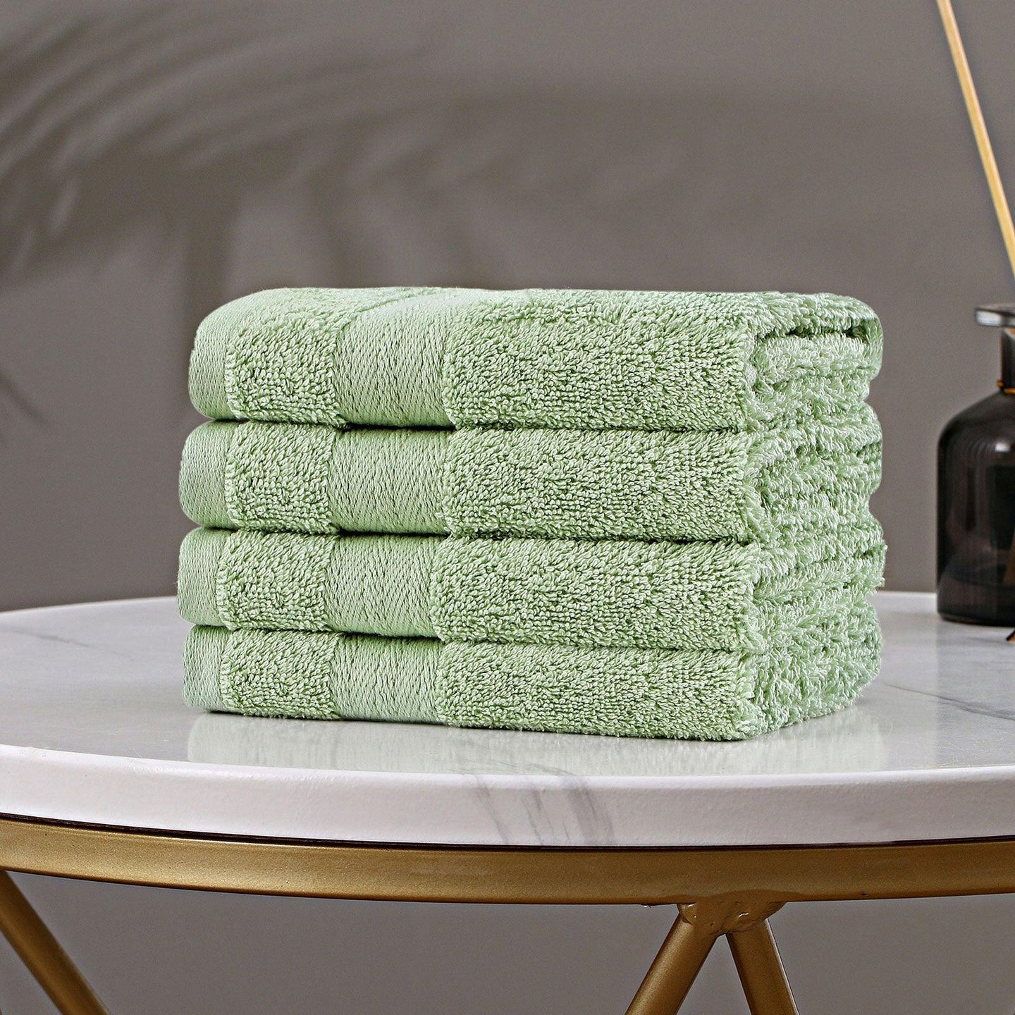 Buy Linenland Bath Towel Set - 4 Piece Cotton Washcloths - Sage Green discounted | Products On Sale Australia