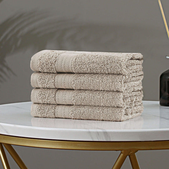 Buy Linenland Bath Towel Set - 4 Piece Cotton Washcloths - Sandstone discounted | Products On Sale Australia