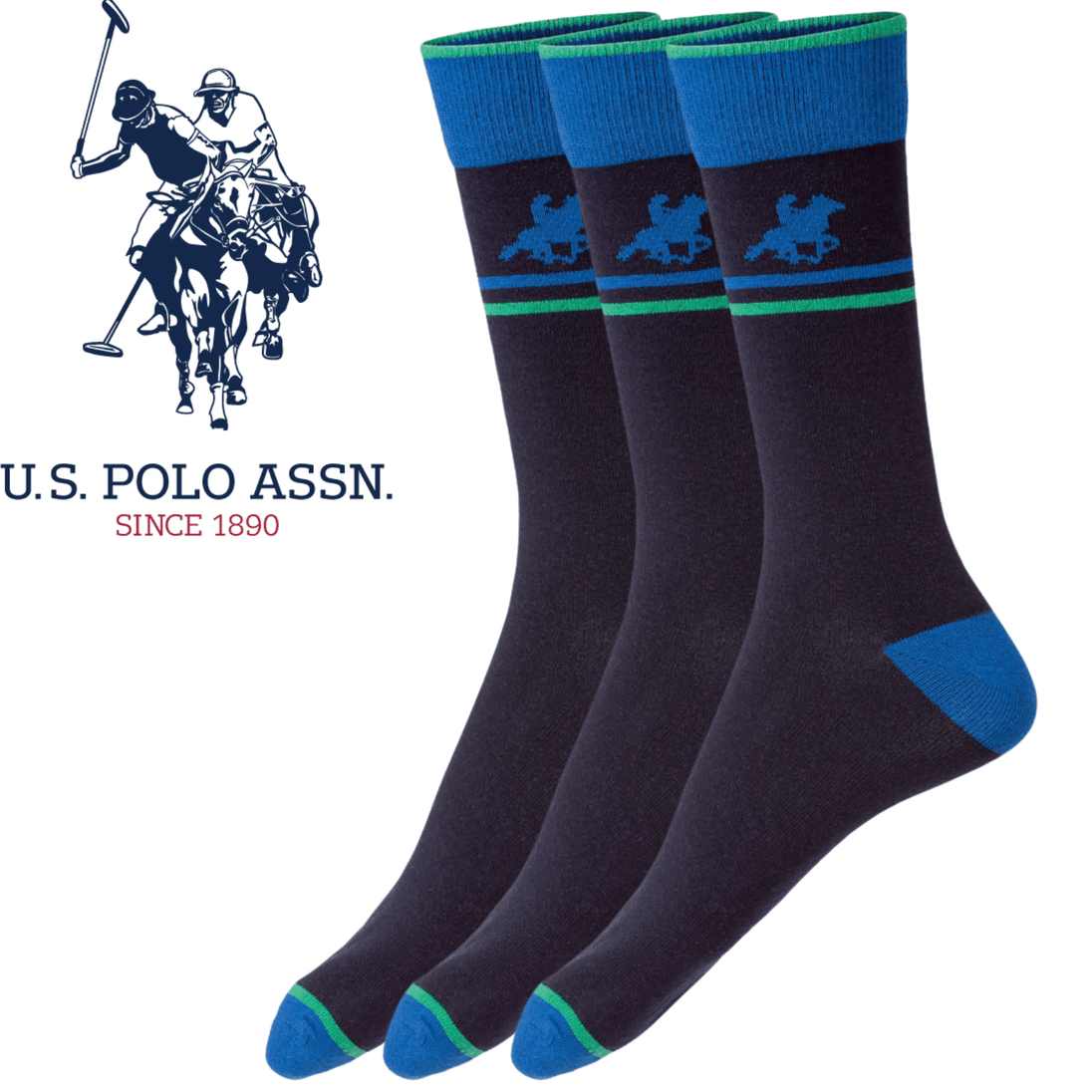 Buy Livergy Mens Crew Socks - Navy/Green - 1 Pack of 3 - EU 39-42 discounted | Products On Sale Australia