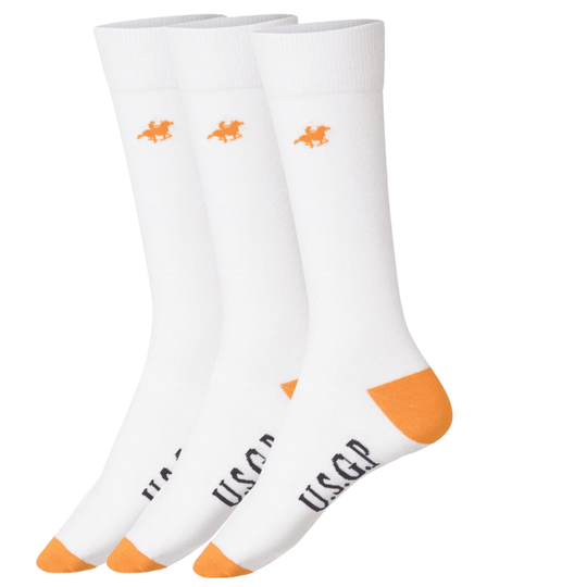 Buy Livergy Mens Crew Socks - White/Orange- 1 Pack of 3 - EU 39-42 discounted | Products On Sale Australia