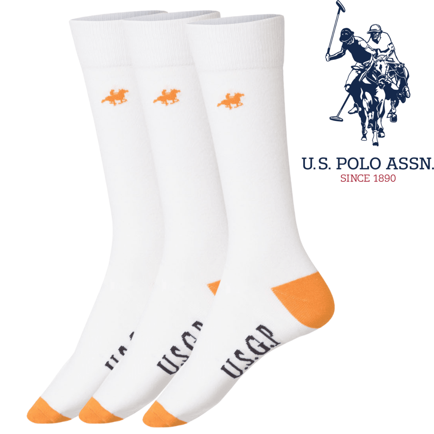 Buy Livergy Mens Crew Socks - White/Orange- 1 Pack of 3 - EU 39-42 discounted | Products On Sale Australia