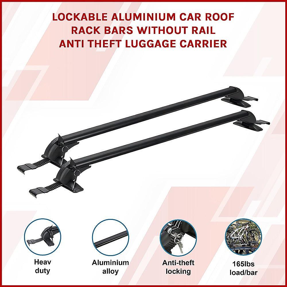 Buy Lockable Aluminium Car Roof Rack Bars Without Rail Anti Theft Luggage Carrier discounted | Products On Sale Australia