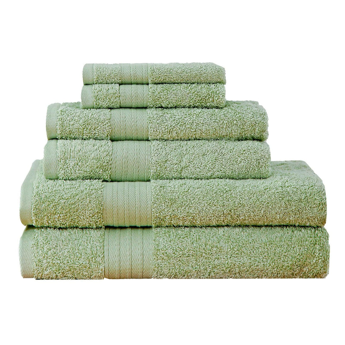 Buy Luxury 6 Piece Soft and Absorbent Cotton Bath Towel Set - Sage Green discounted | Products On Sale Australia