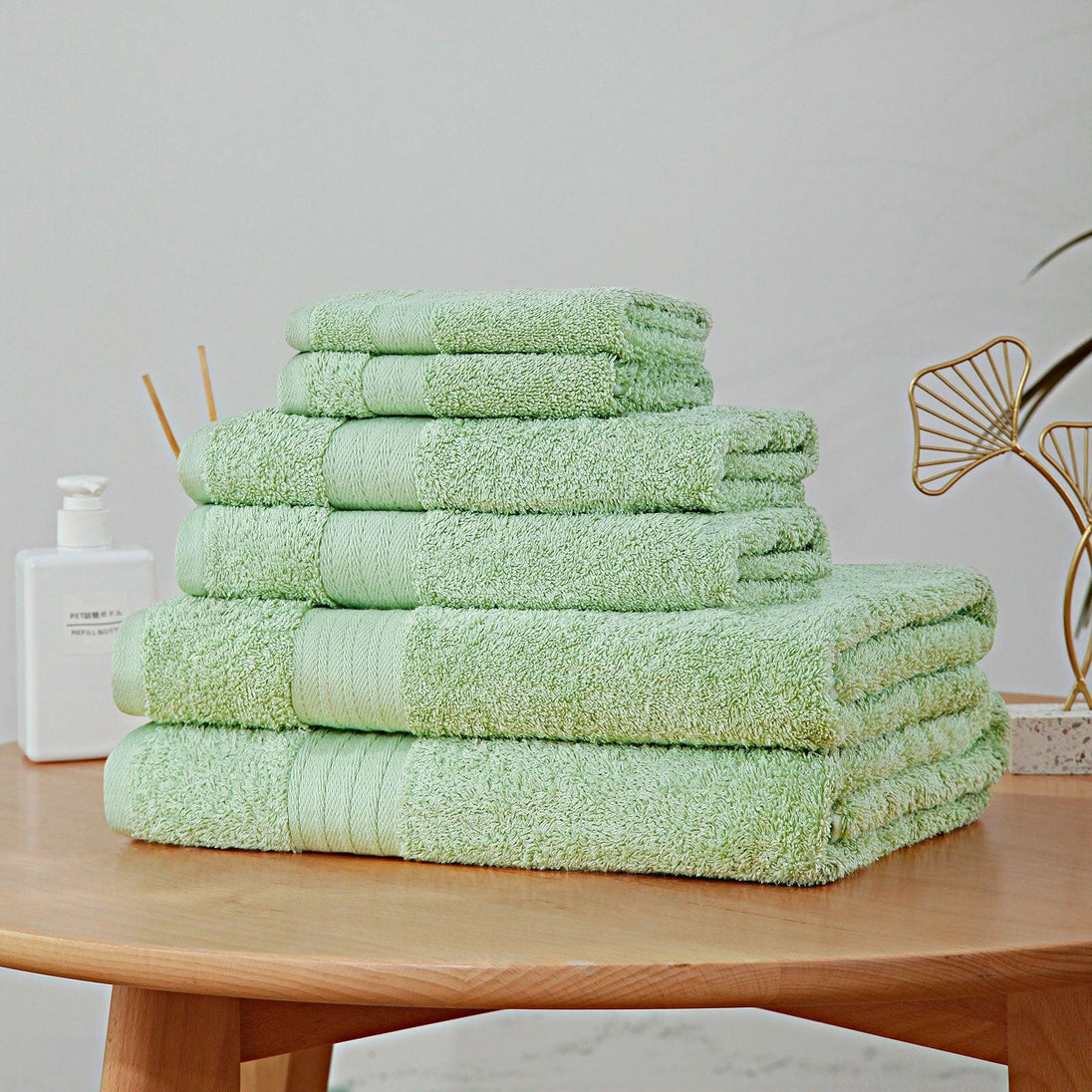 Buy Luxury 6 Piece Soft and Absorbent Cotton Bath Towel Set - Sage Green discounted | Products On Sale Australia