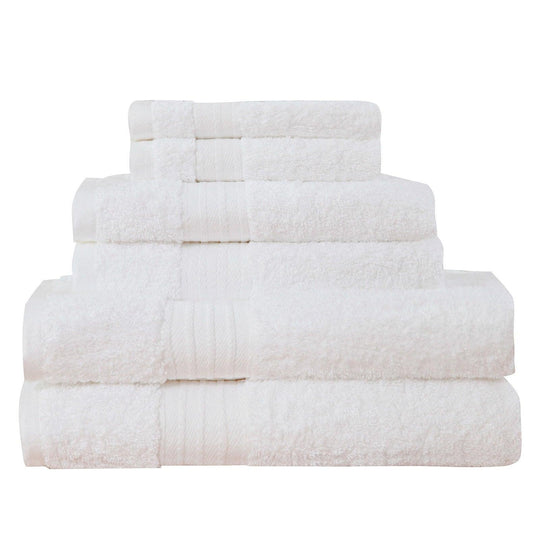 Buy Luxury 6 Piece Soft and Absorbent Cotton Bath Towel Set - White discounted | Products On Sale Australia