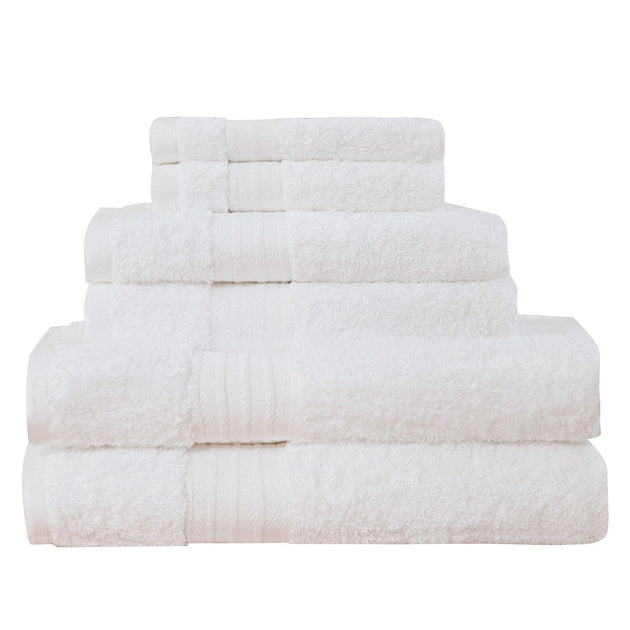 Buy Luxury 6 Piece Soft and Absorbent Cotton Bath Towel Set - White discounted | Products On Sale Australia