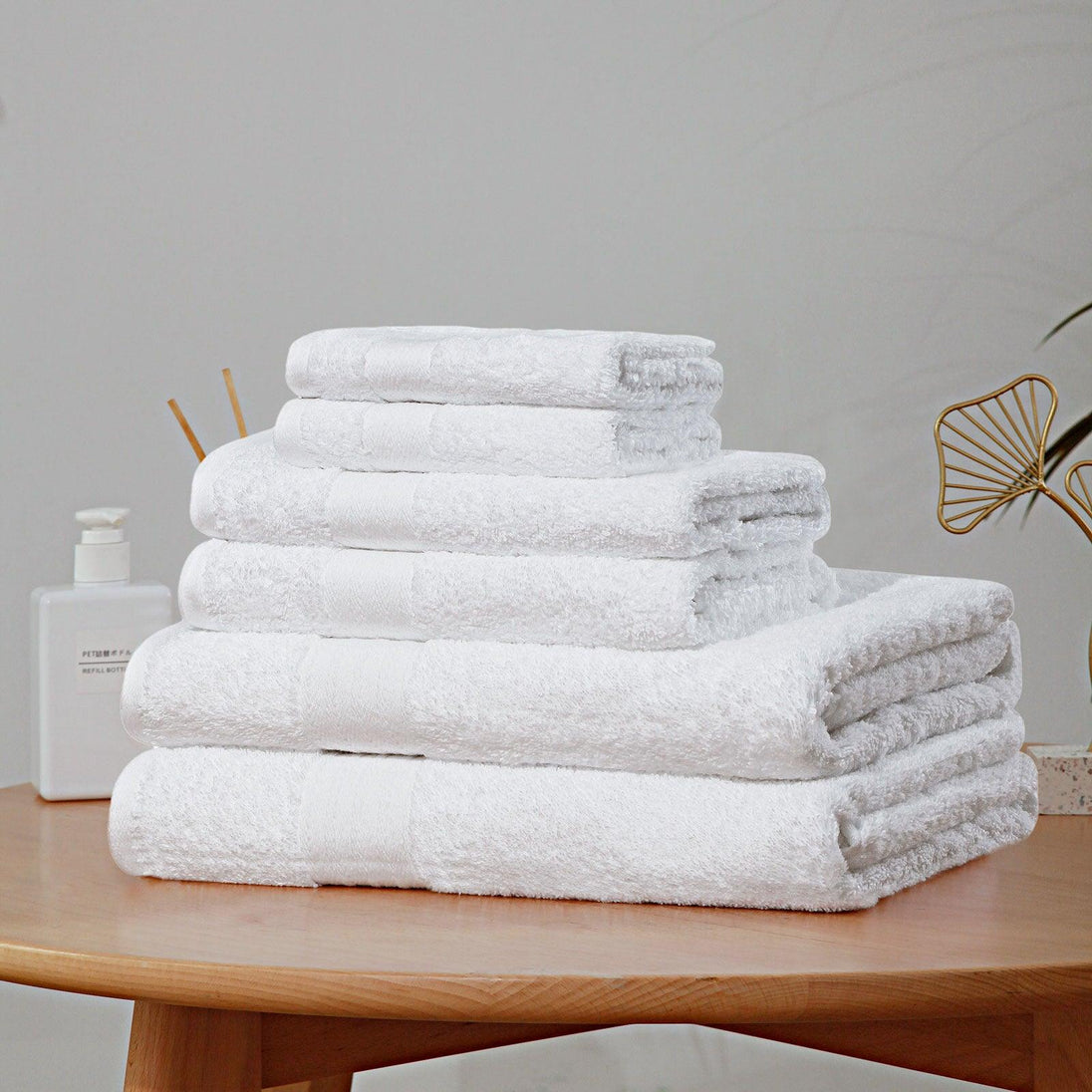 Buy Luxury 6 Piece Soft and Absorbent Cotton Bath Towel Set - White discounted | Products On Sale Australia