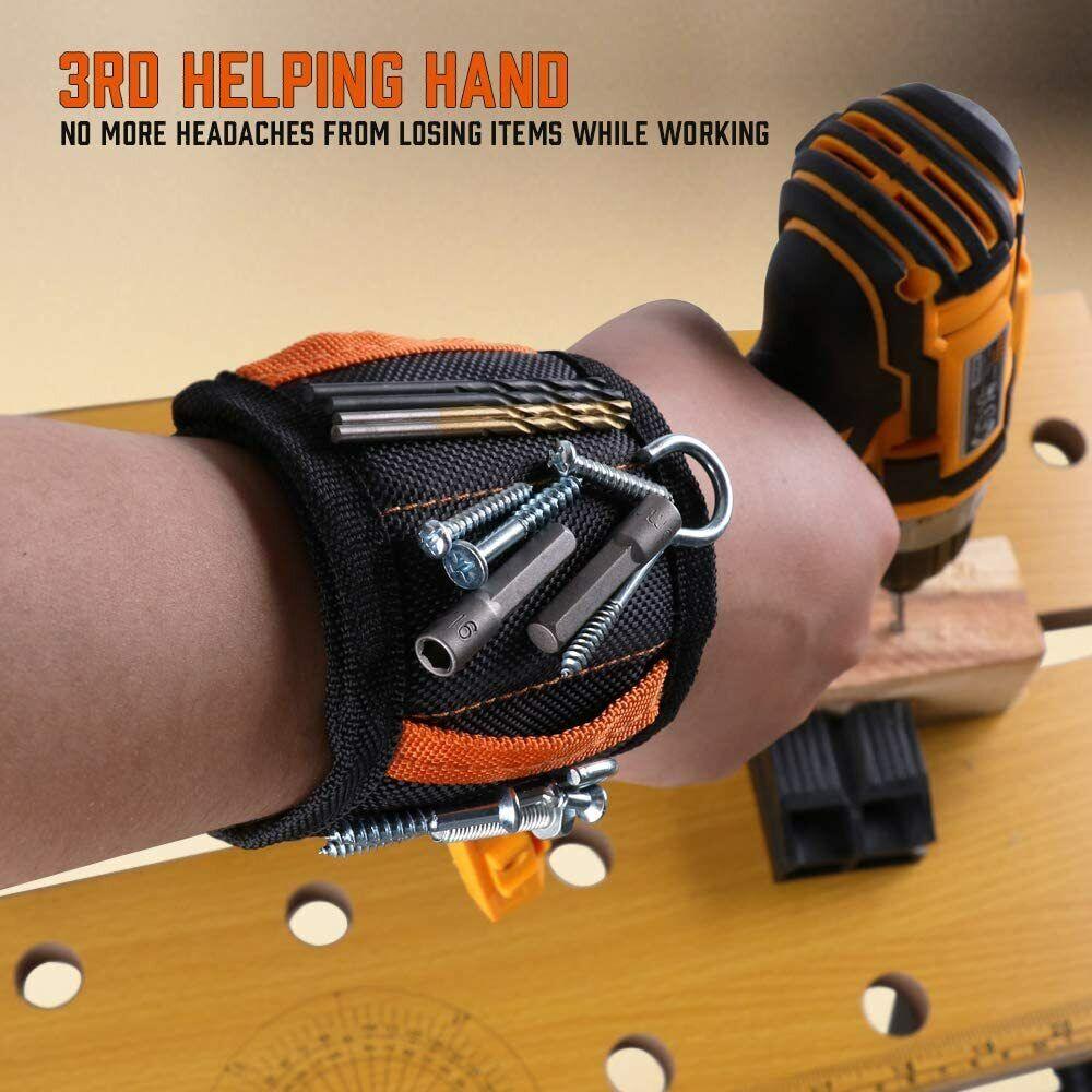 Buy Magnetic Wristband & Universal Socket Grip 7-19mm Magnets Screws Nails Holder discounted | Products On Sale Australia