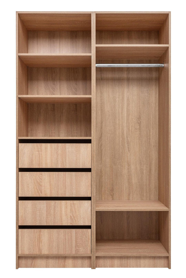 Buy MALMO THREE SHELF/FOUR DRAWER WALK IN WARDROBE - CLASSIC - NATURAL OAK discounted | Products On Sale Australia