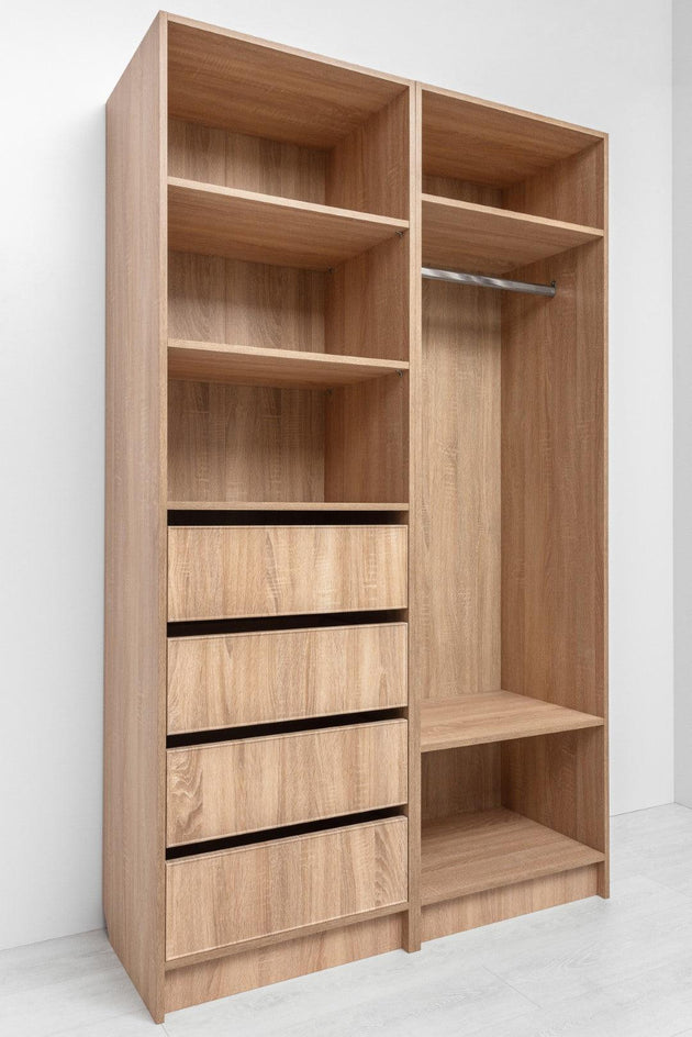 Buy MALMO THREE SHELF/FOUR DRAWER WALK IN WARDROBE - SLIM SHAKER - NATURAL OAK discounted | Products On Sale Australia