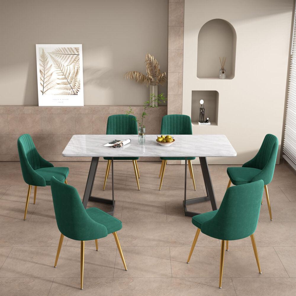 Buy Marbleous Green Velvet Dining Set discounted | Products On Sale Australia