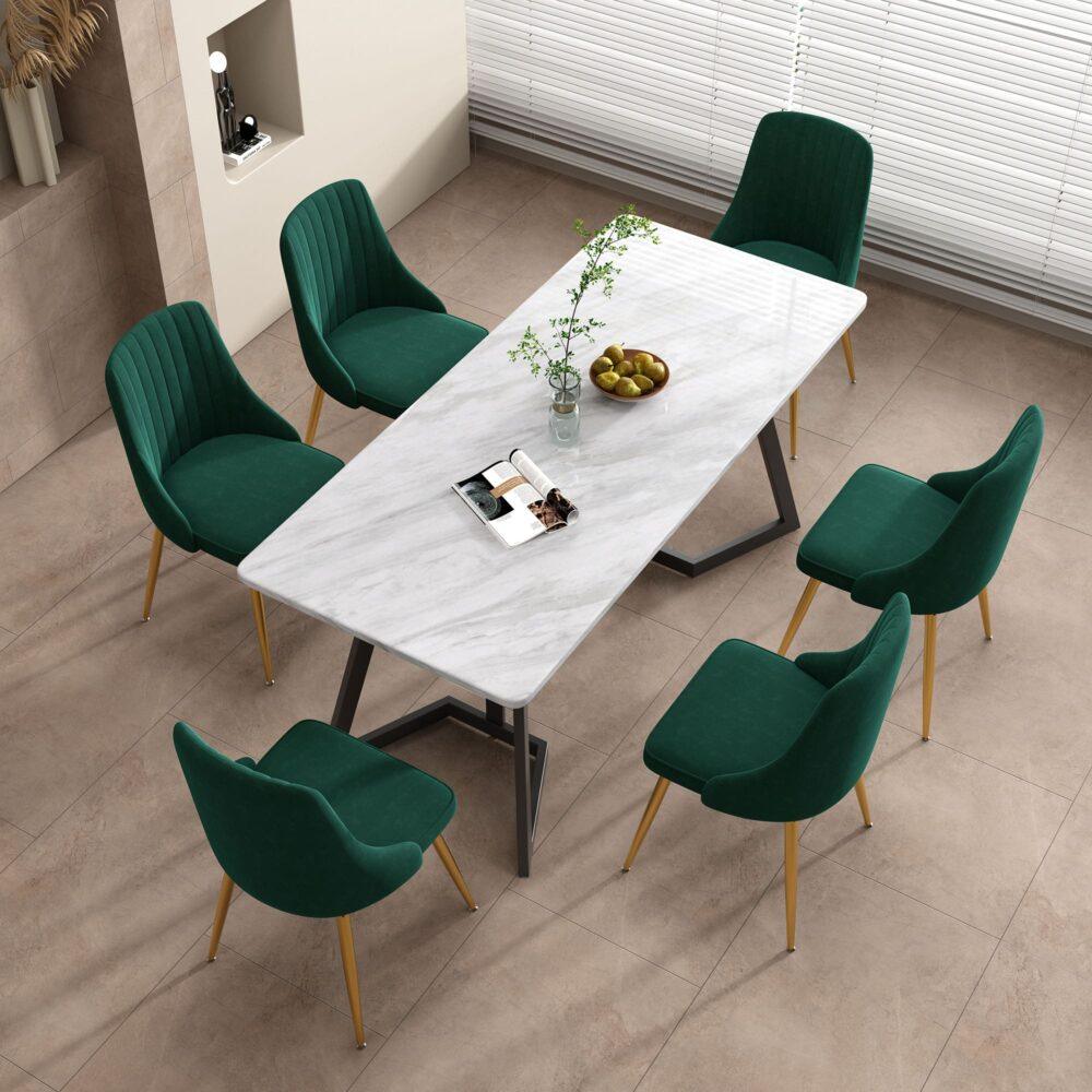 Buy Marbleous Green Velvet Dining Set discounted | Products On Sale Australia