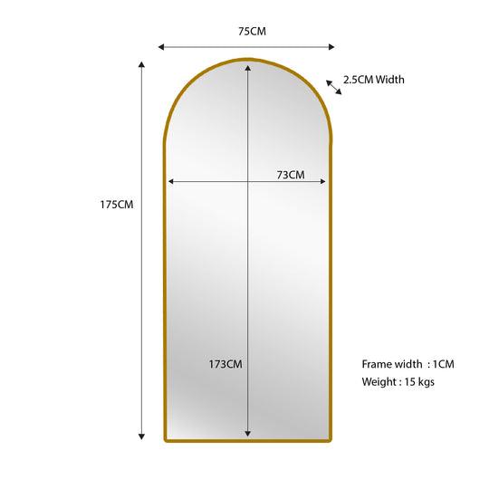 Buy Metal Arch Mirror 80cm x 170cm - Gold discounted | Products On Sale Australia