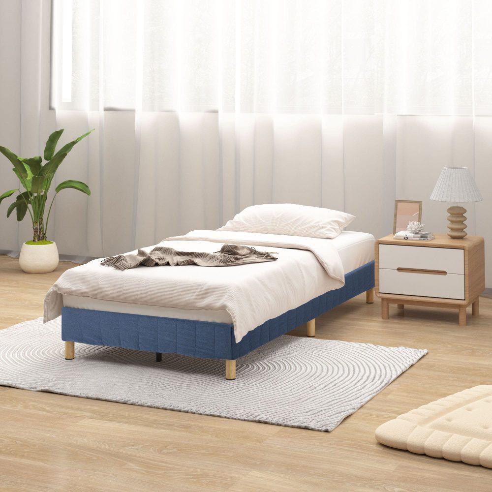 Buy Metal Bed Frame Mattress Foundation Blue – Queen discounted | Products On Sale Australia