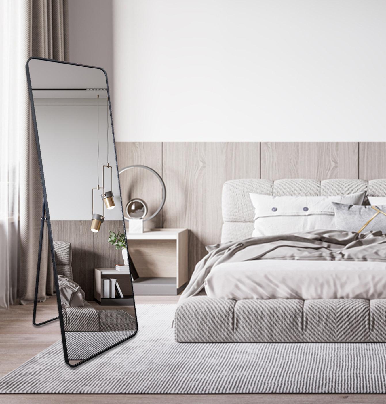 Buy Metal Rectangle Black Free Standing Mirror - 50cm x 170cm discounted | Products On Sale Australia